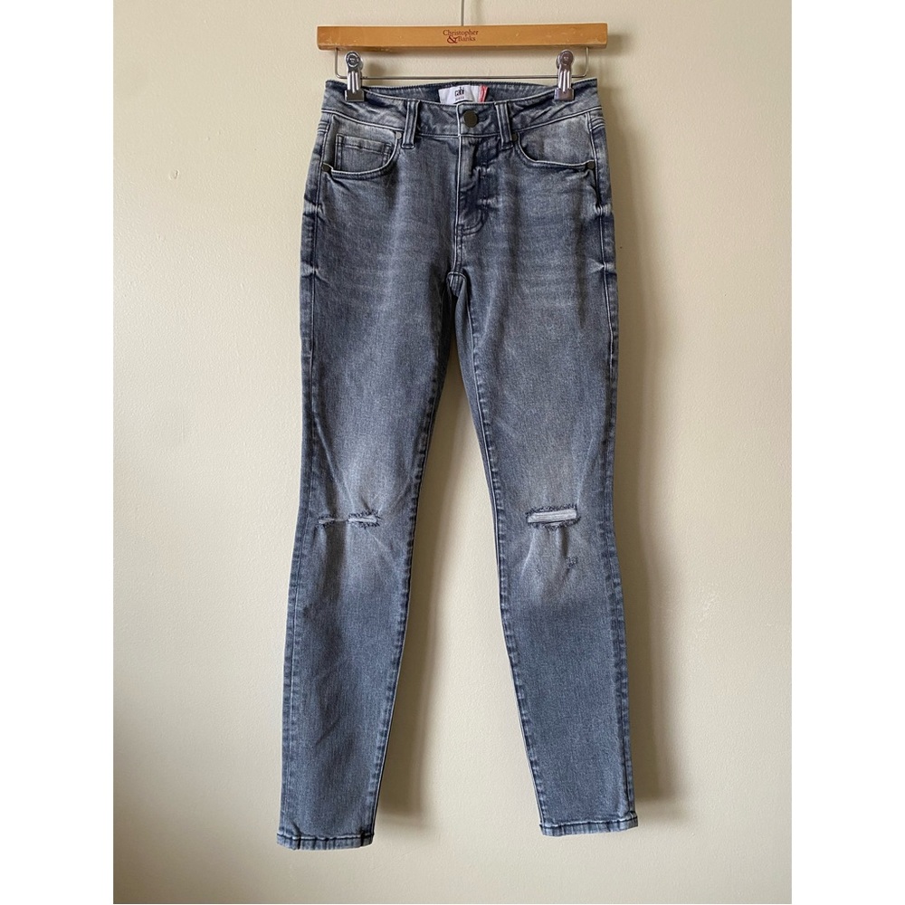Cabi Grey Distressed High Skinny Jeans